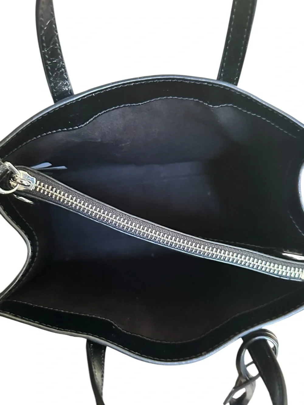 Marc Jacobs Shiny Crinkle Leather Mini Tote Crossbody Padlock Black NWOT